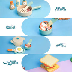 Kids Kitchen Toys Wooden Simulation Kitchen Toy Pretend Play Cooking Toy Role Play Game Early Educational Toy for Girl Boy Gifts