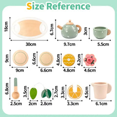Kids Wooden Afternoon Tea Set Toys Kitchen Accessories Tea Party Food Play Early Educational Toys for Toddlers Girls Boys Gifts