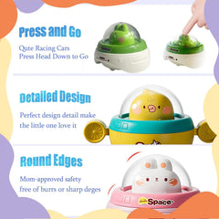 Kids Toys Cars Friction Powered Vehicle Press and Go Back and Forth Animal Car Toys Baby Educational Toy for Toddler Boys Girls