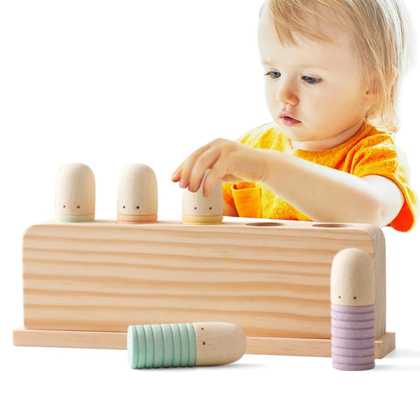 Baby Toys  Wooden Little Man Toy  Color Recognition Toy  Wooden Little Jumping Toy  Hand And Foot Coordination Toy Baby Gifts