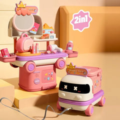 Kids Doctor Kitchen Makeup Toys for Girls Interactive Pretend Game Set Portable Foldable Storage Box Children Birthday Gifts