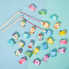 Kids Wooden Fishing Game Toys Gifts Early Education Alphabet Numeric Cognitive Toys Children Interactive Games Toys for Gifts