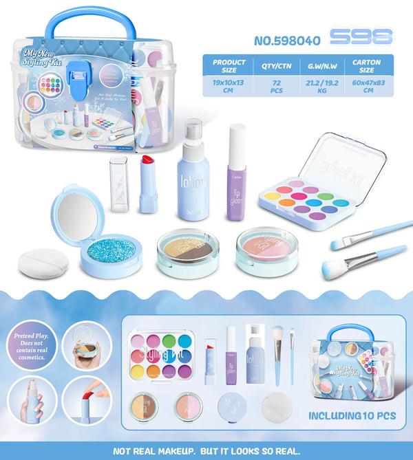 Girls Beauty Play Cosmetics Toy Set with Storage Box Tools for Kids Girl Gifts Children's Play House Simulation Makeup Toys