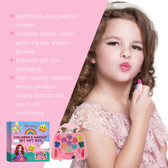 Girls Makeup Set for Children's Cosmetics Kit Princess Makeup Gift Box Lipstick Eyeshadow Blush Safe Non-Toxic Kids Beauty Toys