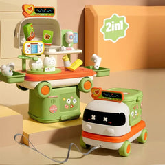 Kids Doctor Kitchen Makeup Toys for Girls Interactive Pretend Game Set Portable Foldable Storage Box Children Birthday Gifts
