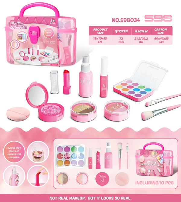 Girls Beauty Play Cosmetics Toy Set with Storage Box Tools for Kids Girl Gifts Children's Play House Simulation Makeup Toys