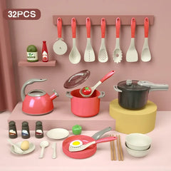 high Quality Christmas gifts for Girls Kids Kitchen Cooking Toy Set  Play Food With Pots Pans Cookware Play Role Playing Toys