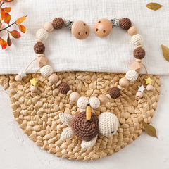 Baby Rattle Toys 0-12 Months Newborn Crochet Rattle Stroller Mobile Toys Wooden Clips Pendant Toys for Newborn Baby Animal Toys