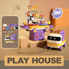 Kids Doctor Kitchen Makeup Toys for Girls Interactive Pretend Game Set Portable Foldable Storage Box Children Birthday Gifts