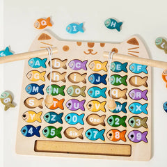 Kids Wooden Fishing Game Toys Gifts Early Education Alphabet Numeric Cognitive Toys Children Interactive Games Toys for Gifts