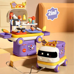 Kids Doctor Kitchen Makeup Toys for Girls Interactive Pretend Game Set Portable Foldable Storage Box Children Birthday Gifts